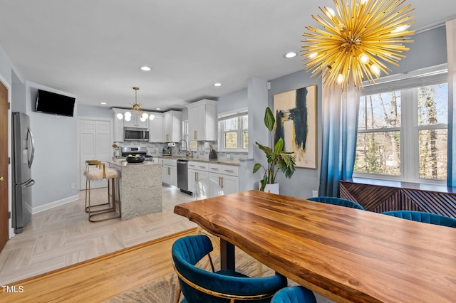 1603 N Alston Ave, Durham, NC 27701 - dining room with a chandelier and recessed lighting