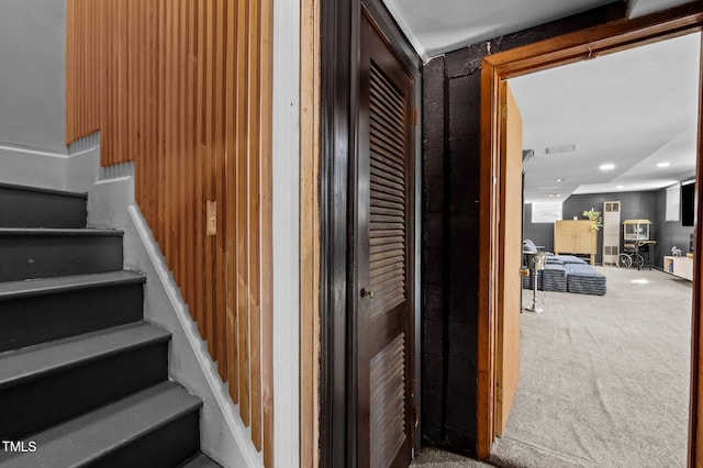 1603 N Alston Ave, Durham, NC 27701 - stairs featuring carpet and recessed lighting