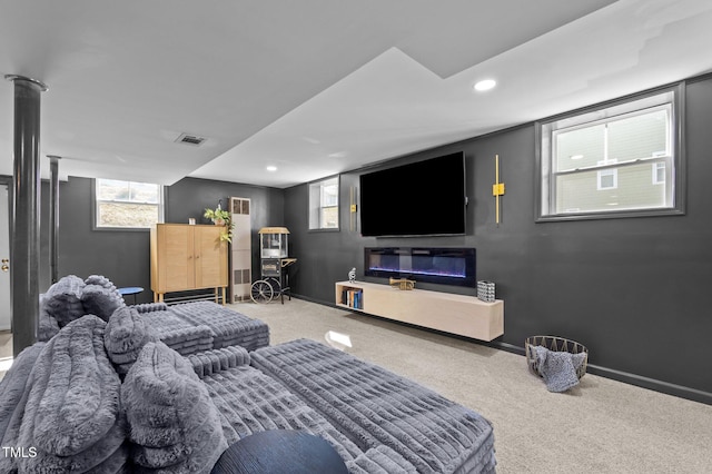1603 N Alston Ave, Durham, NC 27701 - living area with carpet floors and recessed lighting