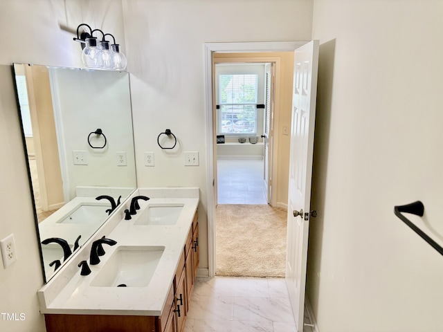 1121 Brookhill Way, Cary, NC 27519 - bathroom featuring double vanity and marble finish flooring