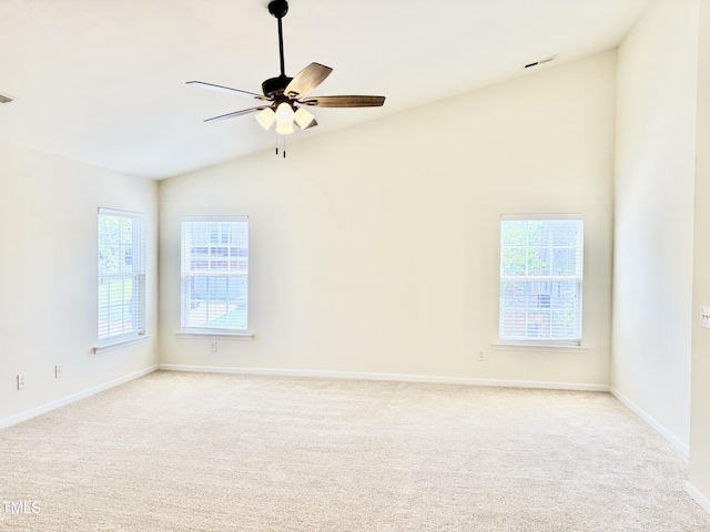 1121 Brookhill Way, Cary, NC 27519 - spare room with vaulted ceiling, light carpet, and a ceiling fan