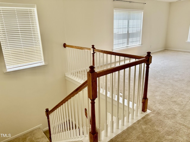 1121 Brookhill Way, Cary, NC 27519 - staircase featuring carpet flooring and healthy amount of natural light