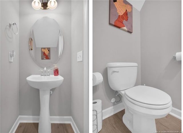 208 Walker Downs Cir, Fayetteville, NC 28305 - half bathroom featuring wood finished floors
