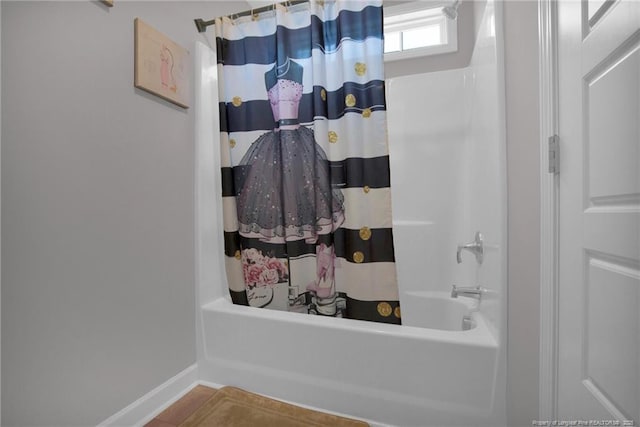 208 Walker Downs Cir, Fayetteville, NC 28305 - bathroom with shower / bath combo with shower curtain