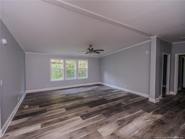 40 Ella Bell Rd, Clarkton, NC 28433 - spare room with ornamental molding, wood finished floors, and a ceiling fan