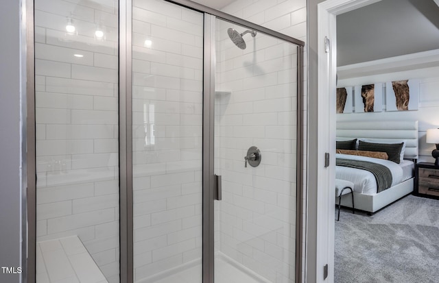 288 Fosterton Cottage Way, Raleigh, NC 27603 - bathroom with connected bathroom and a stall shower