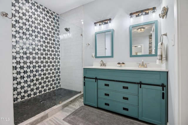 605 W Holt St, Mebane, NC 27302 - bathroom featuring a walk in shower and double vanity