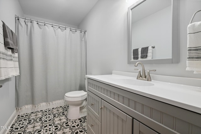 605 W Holt St, Mebane, NC 27302 - full bath featuring vanity, tile patterned floors, and curtained shower