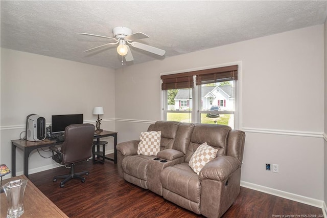 5411 Archer Rd, Hope Mills, NC 28348 - office featuring ceiling fan, wood finished floors, and a textured ceiling