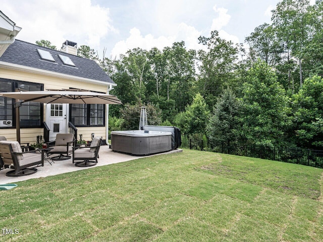 3441 Jordan Shires Dr, New Hill, NC 27562 - view of yard with a hot tub and a patio area