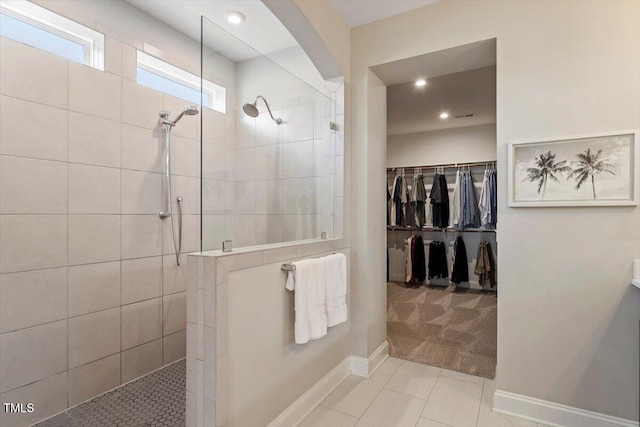 223 Chauncey Cir, Chapel Hill, NC 27516 - full bath with walk in shower, a spacious closet, recessed lighting, and tile patterned flooring