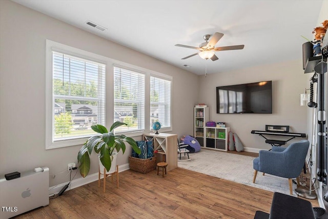 223 Chauncey Cir, Chapel Hill, NC 27516 - office area featuring healthy amount of natural light, ceiling fan, and wood finished floors