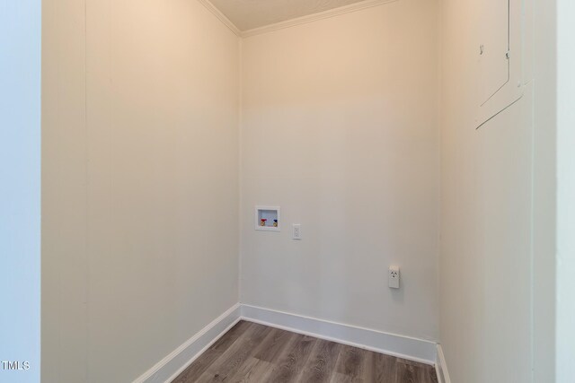 400 Minchew St SE, Wilson, NC 27893 - laundry area with washer hookup, ornamental molding, and dark wood-style flooring