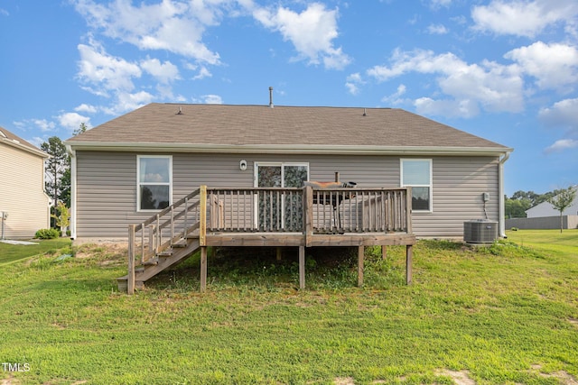 2040 Alderman Way, Creedmoor, NC 27522 - rear view of property with a wooden deck, a lawn, and roof with shingles