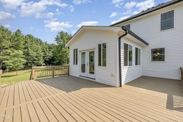 407 Kadir Womble Dr, New Hill, NC 27562 - wooden terrace featuring french doors and a lawn