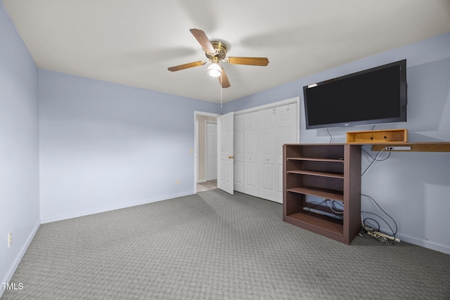 1105 Fontaine Rd, Roxboro, NC 27574 - unfurnished bedroom featuring carpet flooring, a closet, and ceiling fan