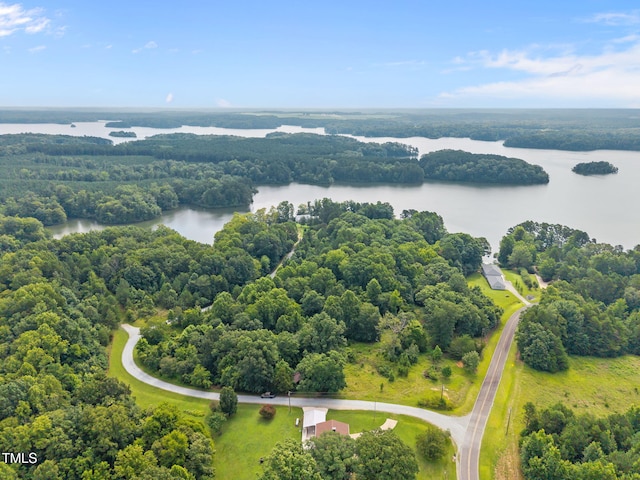 1105 Fontaine Rd, Roxboro, NC 27574 - drone / aerial view of a nearby body of water and a heavily wooded area