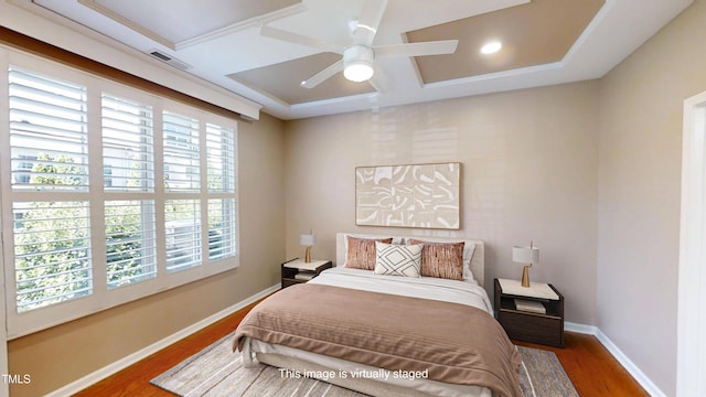 112 Salmon River Dr, Durham, NC 27705 - bedroom featuring wood finished floors and a ceiling fan