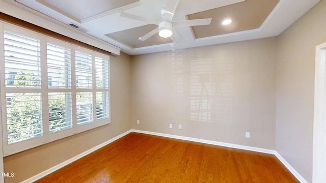 112 Salmon River Dr, Durham, NC 27705 - empty room with wood finished floors and ceiling fan