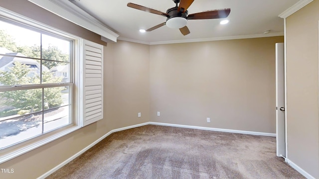 112 Salmon River Dr, Durham, NC 27705 - unfurnished room featuring carpet, healthy amount of natural light, ceiling fan, crown molding, and recessed lighting