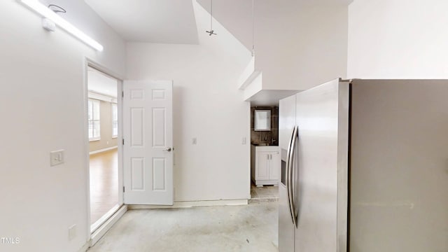 112 Salmon River Dr, Durham, NC 27705 - hallway with unfinished concrete flooring