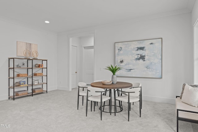 116 Pointe Park Cir, Holly Springs, NC 27540 - dining space with ornamental molding, carpet, and recessed lighting