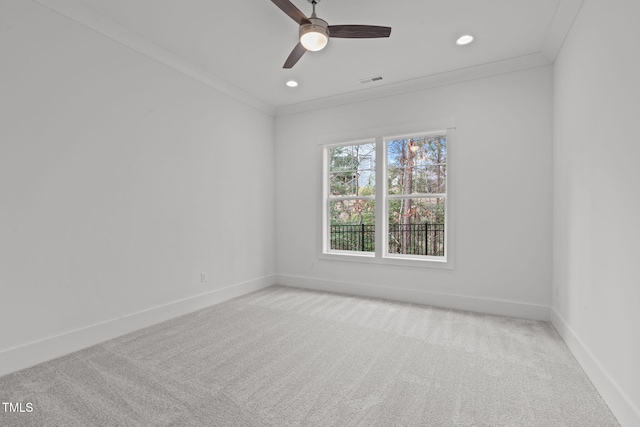 116 Pointe Park Cir, Holly Springs, NC 27540 - carpeted empty room featuring recessed lighting, a ceiling fan, and crown molding
