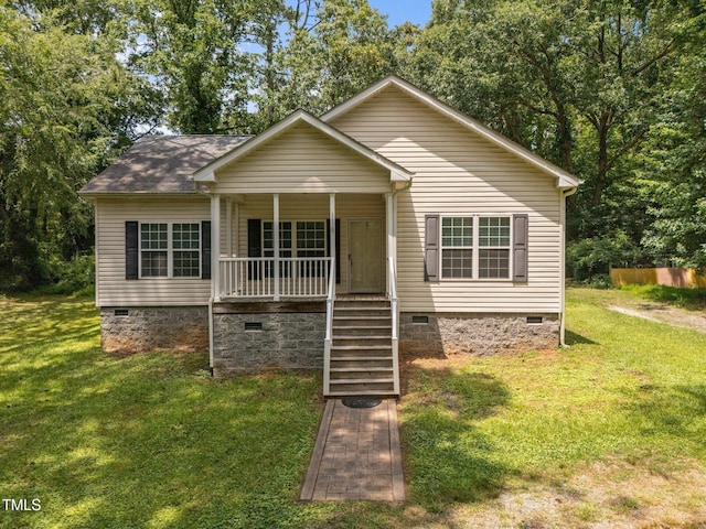 116 Justice St, Chapel Hill, NC 27516 - bungalow featuring crawl space, covered porch, a front yard, and stairway