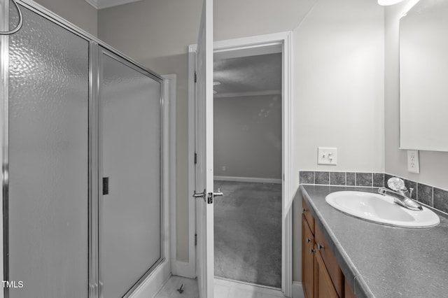 116 Justice St, Chapel Hill, NC 27516 - bathroom featuring vanity and a stall shower