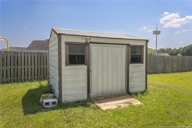 109 Hayes Ct, Raeford, NC 28376 - view of shed with a fenced backyard