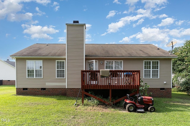 432 Barn View Ct, Fuquay Varina, NC 27526 - rear view of house featuring crawl space, a wooden deck, and a yard