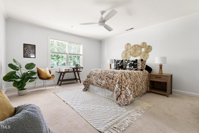 204 Towne Ridge Ln, Chapel Hill, NC 27516 - carpeted bedroom with crown molding and ceiling fan