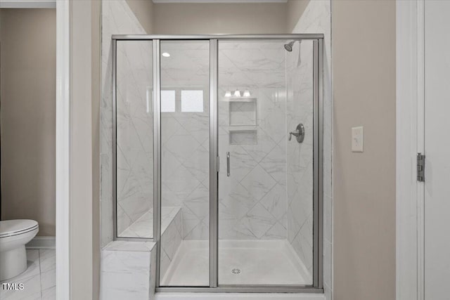 824 Stanly House St, Wake Forest, NC 27587 - bathroom featuring toilet and a marble finish shower
