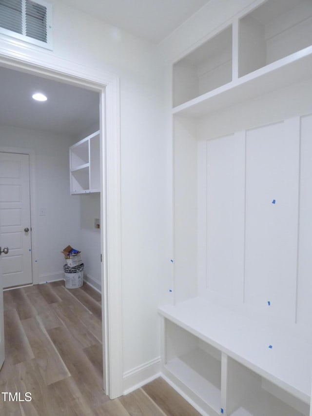 5610 Plain View Highway, Dunn, NC 28334 - mudroom featuring wood finished floors and recessed lighting