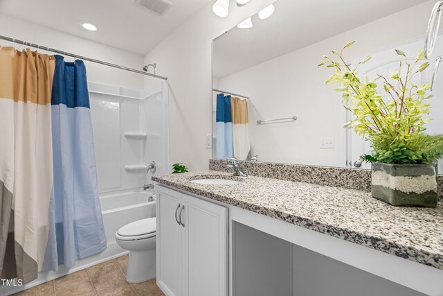 1321 White Spruce Dr, Willow Springs, NC 27592 - full bath with vanity, shower / tub combo, tile patterned floors, and recessed lighting