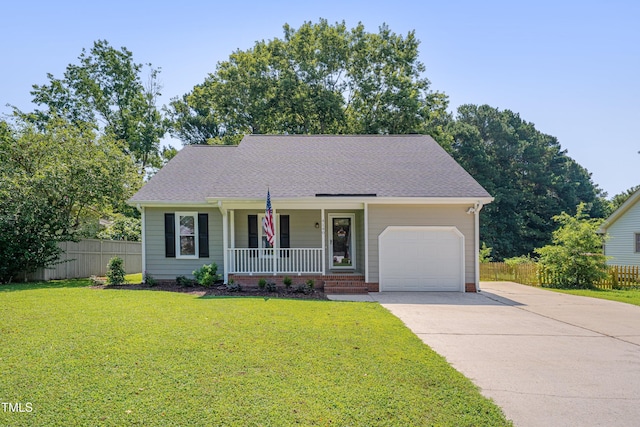 4140 Willow Haven Ct, Raleigh, NC 27616 - view of front facade with covered porch, concrete driveway, an attached garage, and a shingled roof