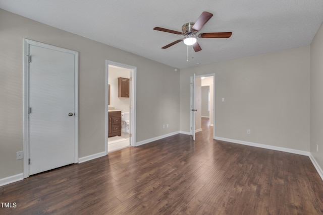 4140 Willow Haven Ct, Raleigh, NC 27616 - unfurnished bedroom with dark wood-style flooring, ensuite bathroom, and ceiling fan