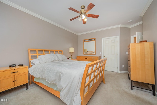 302 Caraway Ln, Cary, NC 27519 - bedroom with crown molding, light colored carpet, and ceiling fan