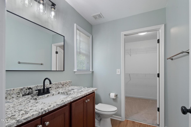 145 Mariah Towns Way, Garner, NC 27529 - bathroom with wood finished floors, vanity, and a spacious closet