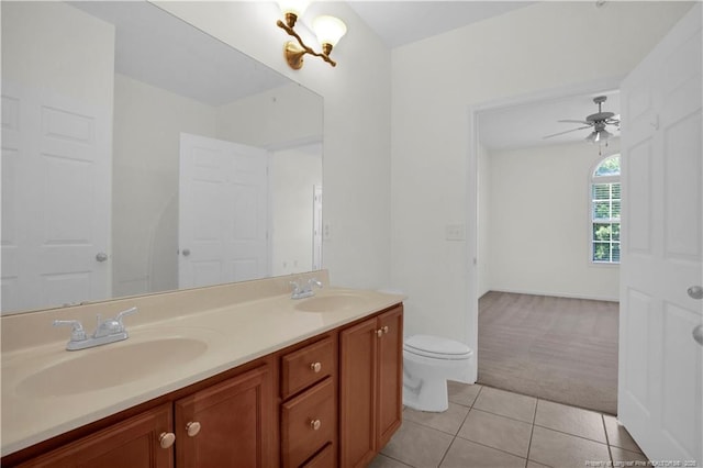 612 Marshtree Ln Unit 304, Fayetteville, NC 28314 - full bathroom with double vanity, tile patterned flooring, and ceiling fan