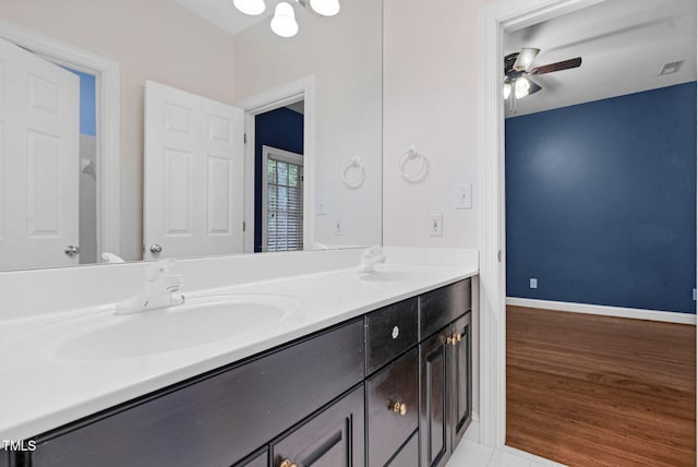 105 Bathgate Ln, Cary, NC 27513 - full bath with double vanity and ceiling fan