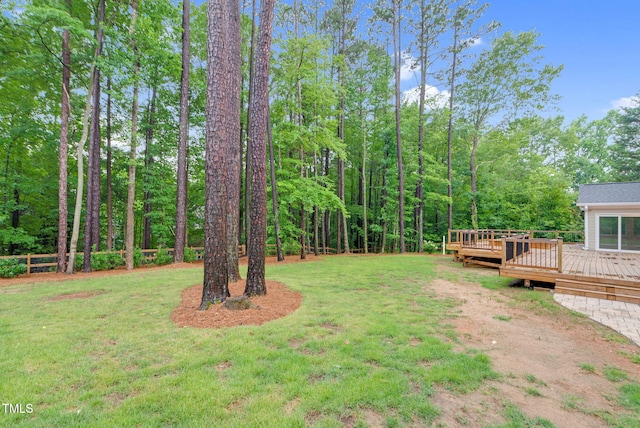 105 Bathgate Ln, Cary, NC 27513 - view of yard with a wooden deck