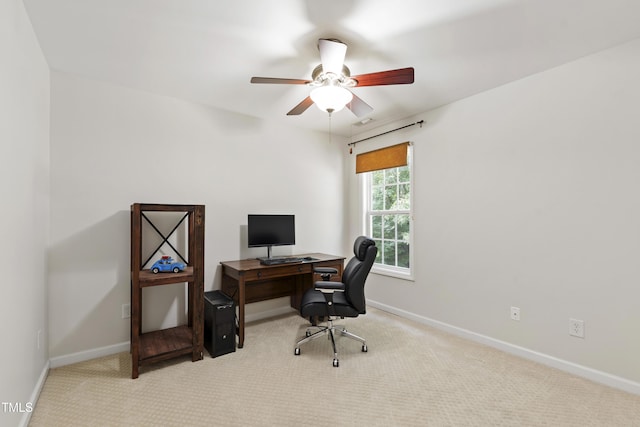 8205 Rolling Glenn Dr, Raleigh, NC 27616 - carpeted office space featuring a ceiling fan and baseboards