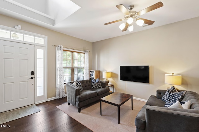 8205 Rolling Glenn Dr, Raleigh, NC 27616 - living room featuring wood finished floors and ceiling fan