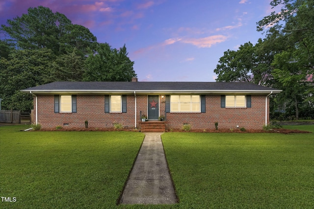 1015 S 1st St, Smithfield, NC 27577 - ranch-style house featuring crawl space, a yard, brick siding, and a shingled roof
