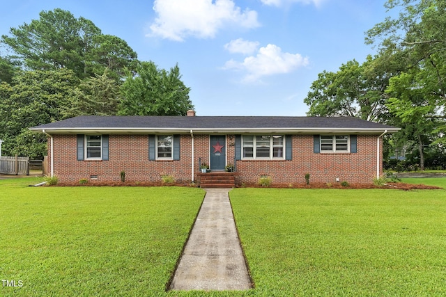 1015 S 1st St, Smithfield, NC 27577 - ranch-style house featuring crawl space, a front yard, and brick siding