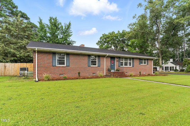 1015 S 1st St, Smithfield, NC 27577 - ranch-style house with crawl space, brick siding, and a chimney
