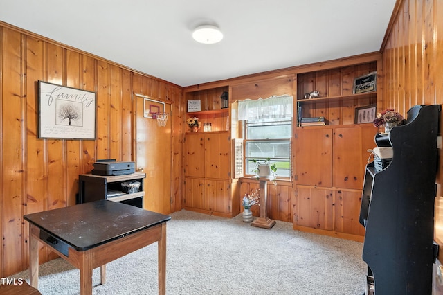 1015 S 1st St, Smithfield, NC 27577 - office area featuring wood walls and carpet flooring