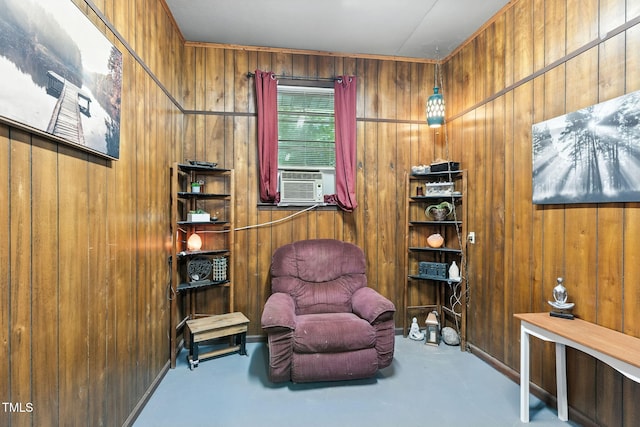1015 S 1st St, Smithfield, NC 27577 - sitting room with concrete floors and wood walls