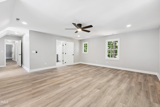 1609 Falls Ct, Raleigh, NC 27615 - empty room featuring a ceiling fan, light wood-style flooring, and recessed lighting